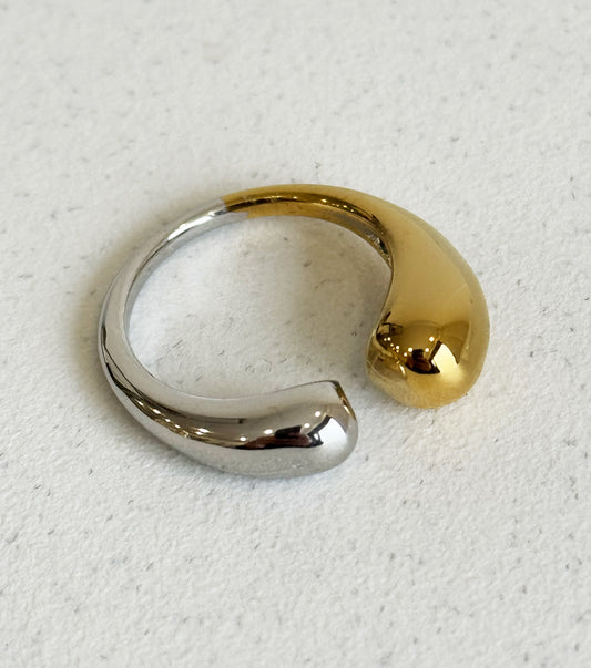 Anello goccia bicolor