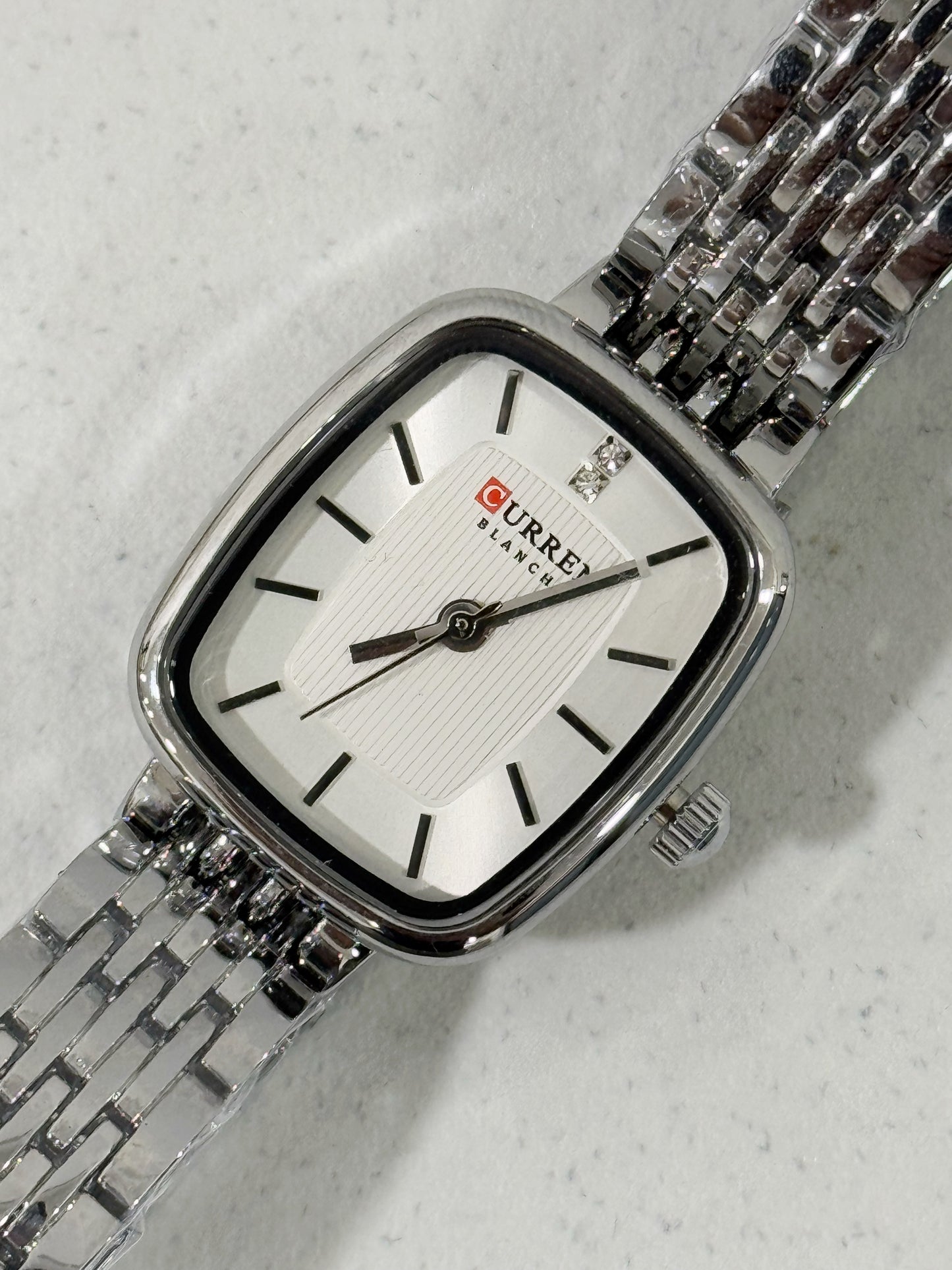 Orologio rettangolo silver e gold