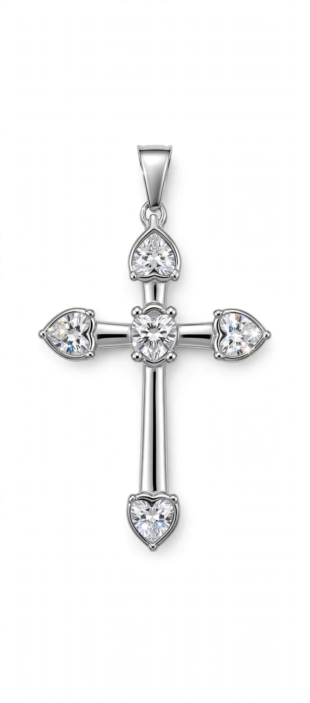 Croce con cristalli, in acciaio inox 316 misure h 5 l 3