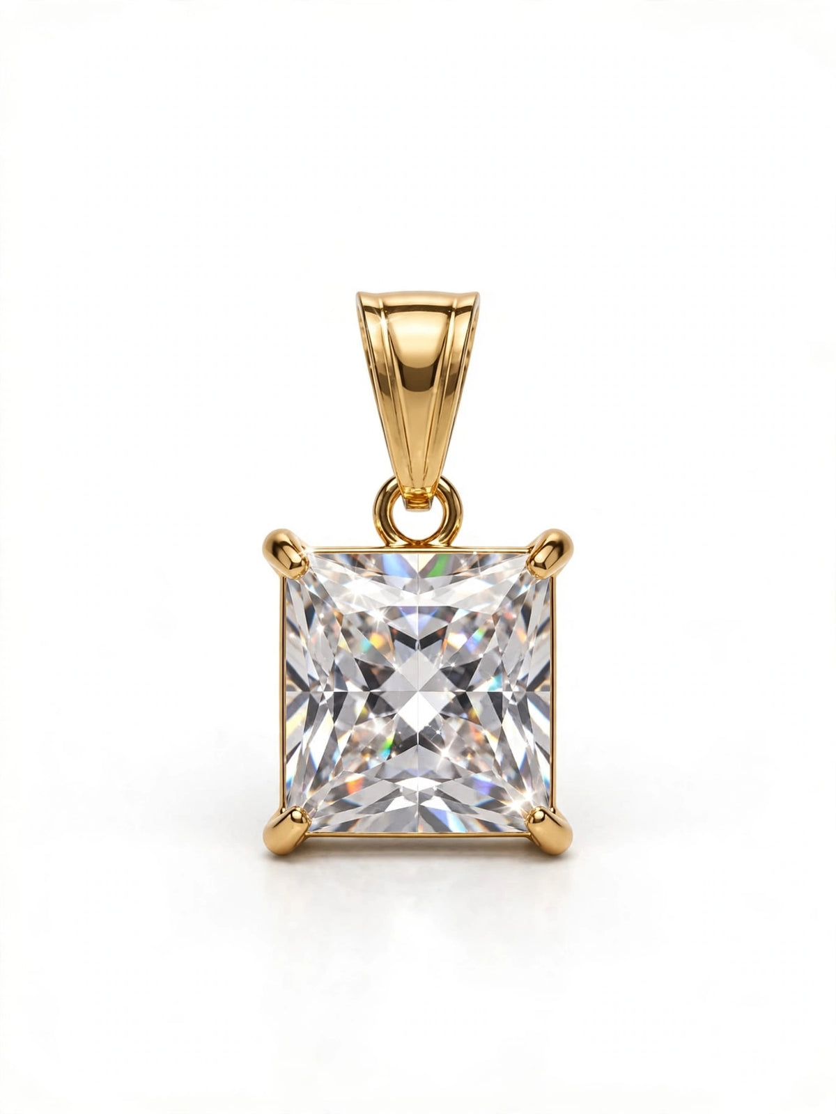 Charm Punto quadrato luce grande cristallo acciaio 316l