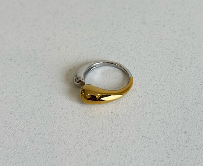 Anello goccia bicolor