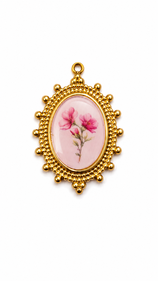 charm cameo con fiori