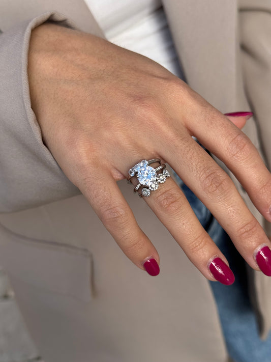 Anello Gemma Solitario Acciaio Inox 316 l