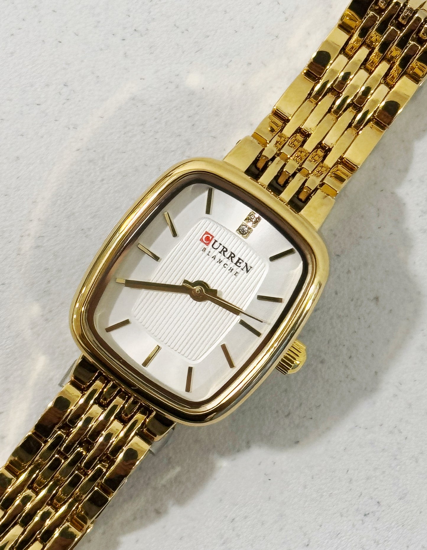 Orologio rettangolo silver e gold