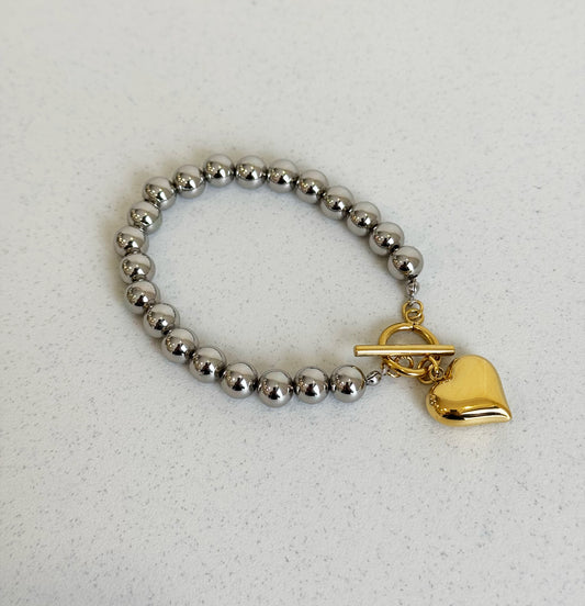 Bracciale cuore bicolor
