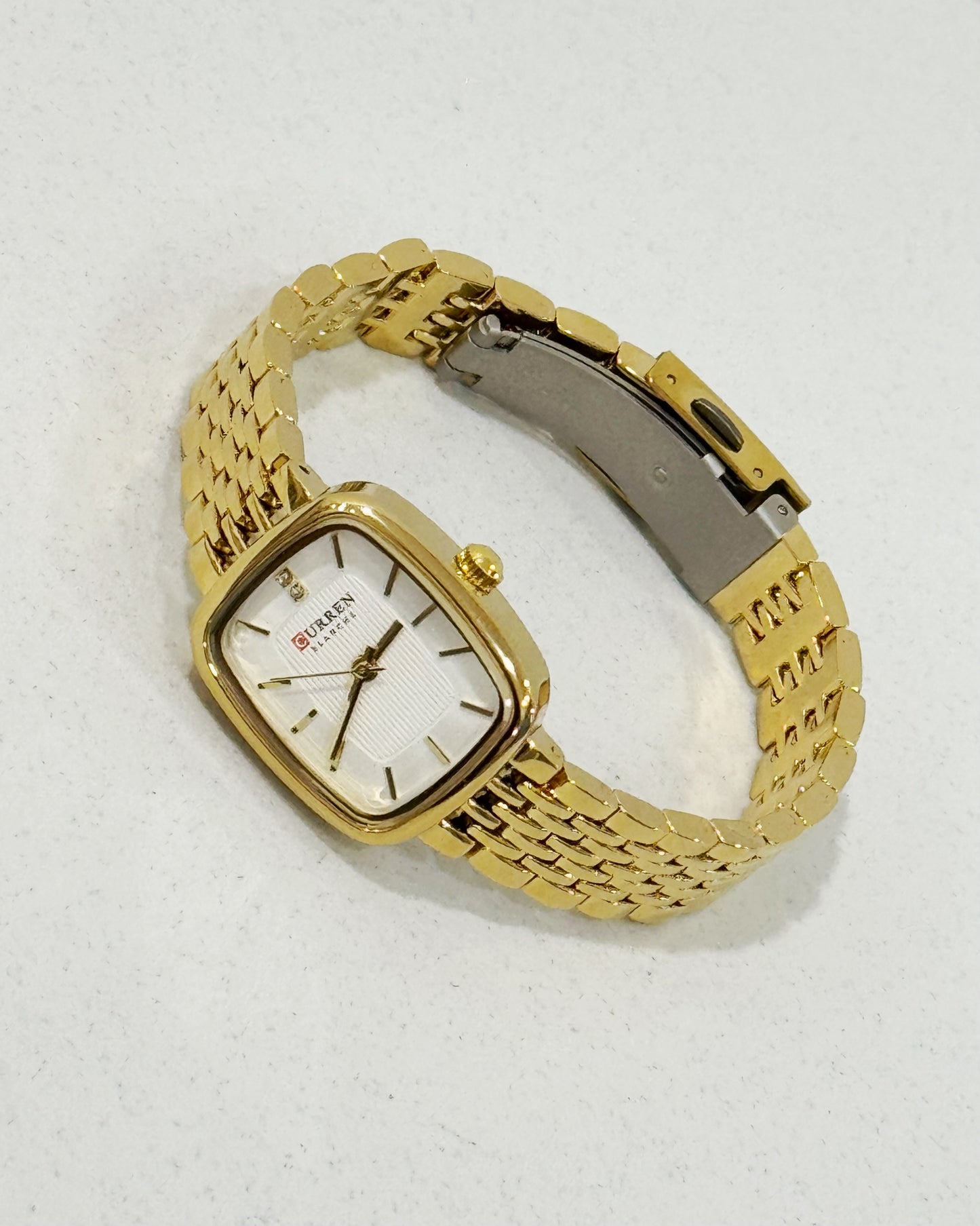 Orologio rettangolo silver e gold