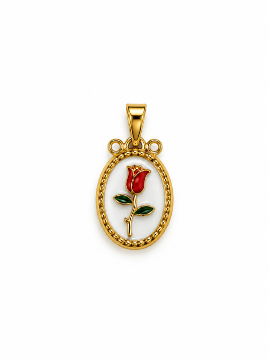 Charm Rosa Ricamo