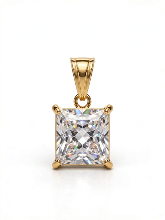 Charm Punto quadrato luce grande cristallo acciaio 316l