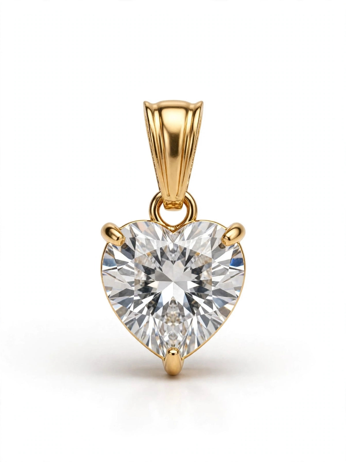 Charm Punto cuore luce grande cristallo acciaio 316l