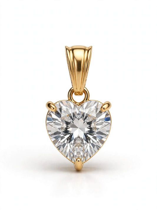 Charm Punto cuore luce grande cristallo acciaio 316l