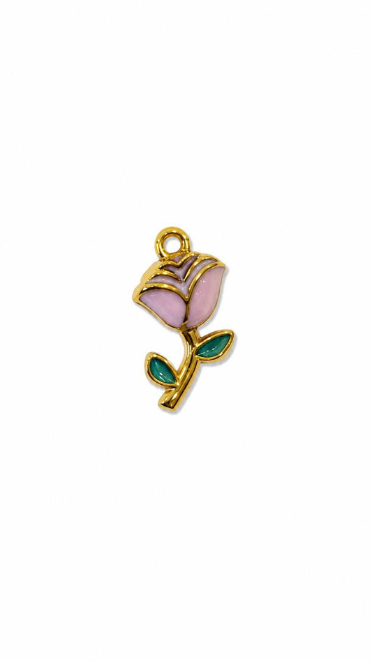Charm rosa con gambo