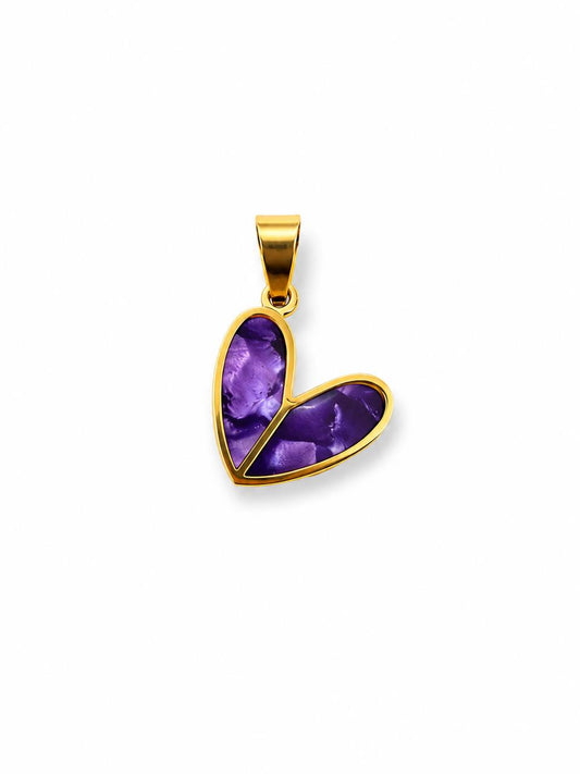 Charm cuore in acciao e madre perla
